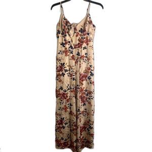 ⭐️2/$10 Xhilaration Cream Floral Print Wide Split Leg Floral Jumpsuit Romper MD